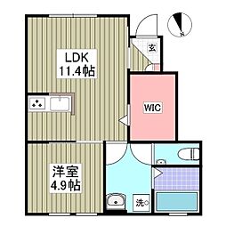 ANIMAL KINGDOM 2階1LDKの間取り