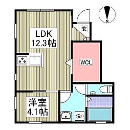 上毛電気鉄道 江木駅 7.4kmの賃貸アパート 1階1LDKの間取り