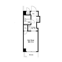 プライム雪谷 2階1Kの間取り
