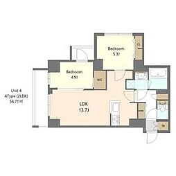 都営三田線 西台駅 徒歩10分の賃貸マンション 5階2LDKの間取り