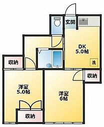 JR埼京線 十条駅 徒歩5分の賃貸アパート 1階2DKの間取り