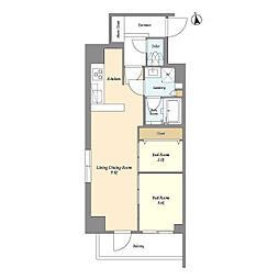 東京メトロ東西線 神楽坂駅 徒歩8分の賃貸マンション 5階2DKの間取り