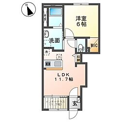 T.K.Life 1階1LDKの間取り