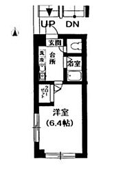 JR中央線 荻窪駅 徒歩13分の賃貸マンション 2階1Kの間取り