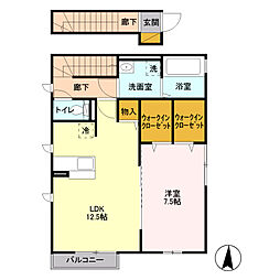 セジュール桂 2階1LDKの間取り