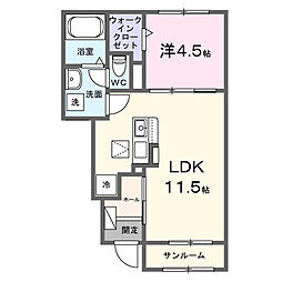 京成本線 公津の杜駅 徒歩27分の賃貸アパート 1階1LDKの間取り