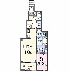 ＭＡＬＩＢＵ（マリブ） 103 1階1LDKの間取り