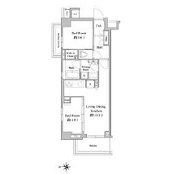 都営浅草線 西馬込駅 徒歩8分の賃貸マンション 3階2LDKの間取り