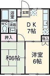 クロノス拝島町 2階2DKの間取り