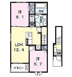 近鉄名古屋線 近鉄弥富駅 徒歩15分の賃貸アパート 2階2LDKの間取り