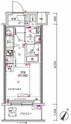 クラリッサ横浜シエル 3階ワンルームの間取り