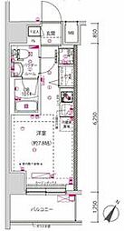 クラリッサ横浜シエル 4階ワンルームの間取り