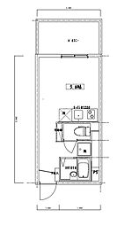 東急目黒線 西小山駅 徒歩3分の賃貸マンション 2階ワンルームの間取り