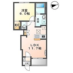 木更津市高柳字西ノ谷新築アパート 1階1LDKの間取り