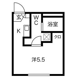 東武大師線 大師前駅 徒歩6分の賃貸マンション 3階ワンルームの間取り