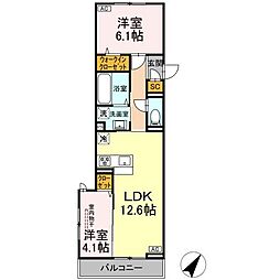 横浜市営地下鉄ブルーライン 港南中央駅 徒歩14分の賃貸アパート 3階2LDKの間取り