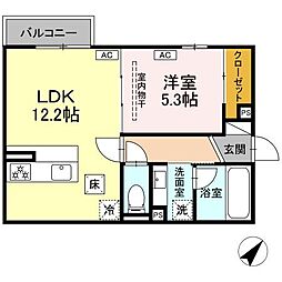 近鉄名古屋線 霞ヶ浦駅 徒歩11分の賃貸アパート 1階1LDKの間取り