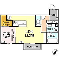 近鉄名古屋線 霞ヶ浦駅 徒歩11分の賃貸アパート 2階1LDKの間取り