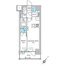 JR京浜東北・根岸線 大森駅 徒歩11分の賃貸マンション 7階1LDKの間取り