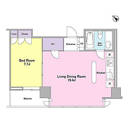 小田急小田原線 参宮橋駅 徒歩7分の賃貸マンション 9階1LDKの間取り