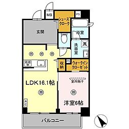 沖縄都市モノレール 美栄橋駅 徒歩5分の賃貸マンション 5階1LDKの間取り