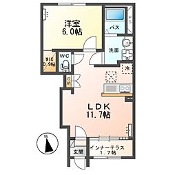 湘南新宿ライン宇須 古河駅 4.3kmの賃貸アパート 1階1LDKの間取り