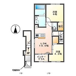 近鉄名古屋線 近鉄弥富駅 徒歩25分の賃貸アパート 2階2LDKの間取り