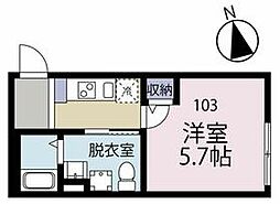 京急本線 追浜駅 徒歩9分の賃貸アパート 1階1Kの間取り