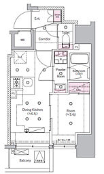 都営三田線 新板橋駅 徒歩2分の賃貸マンション 5階1DKの間取り