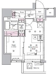都営三田線 新板橋駅 徒歩2分の賃貸マンション 5階1DKの間取り