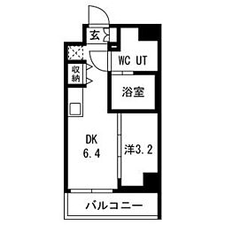 京王線 幡ヶ谷駅 徒歩11分の賃貸マンション 4階1DKの間取り