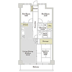 JR京浜東北・根岸線 鶴見駅 バス7分 三ツ池道下車 徒歩7分の賃貸マンション 4階3LDKの間取り