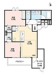 東武東上線 上板橋駅 徒歩14分の賃貸マンション 3階2SLDKの間取り
