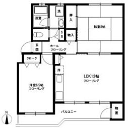 ノーブルハイツ市川菅野2号棟 3階2LDKの間取り