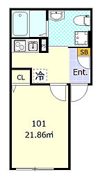 コンフォート追浜 1階1Kの間取り