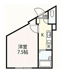 相鉄本線 和田町駅 徒歩6分の賃貸アパート 2階1Kの間取り
