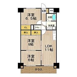 近鉄名古屋線 新正駅 徒歩9分の賃貸マンション 1階3LDKの間取り