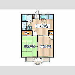 アゼリア東大和 1階2DKの間取り