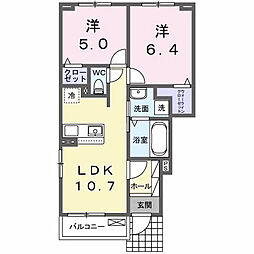ヒカルサ伊勢崎I 1階2LDKの間取り