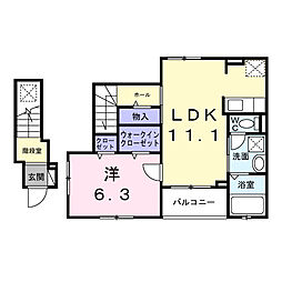 ファミリエ 201 2階1LDKの間取り