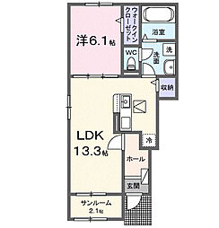 パークレジデンス　ミッド 1階1LDKの間取り