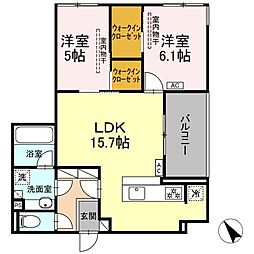 四日市あすなろう 赤堀駅 徒歩10分の賃貸アパート 2階2LDKの間取り