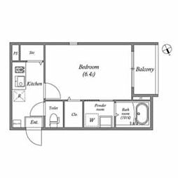 グランディールソレイユ 3階1Kの間取り