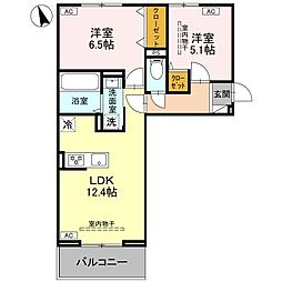 (仮称)D-ROOM浜尻町PJ 3階2LDKの間取り