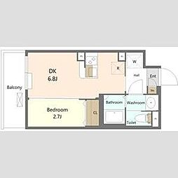 京急本線 梅屋敷駅 徒歩5分の賃貸マンション 2階1DKの間取り