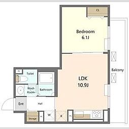京急本線 梅屋敷駅 徒歩5分の賃貸マンション 2階1LDKの間取り