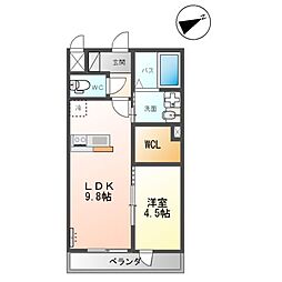 仮）神立東新築アパート 1階1LDKの間取り