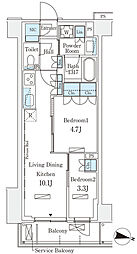 東京メトロ南北線 志茂駅 徒歩10分の賃貸マンション 4階2LDKの間取り