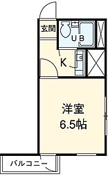 メゾン優 2階1Kの間取り