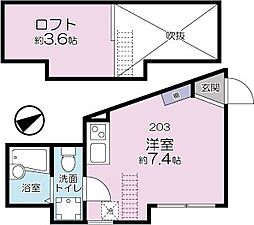 グランツ東武練馬 2階ワンルームの間取り